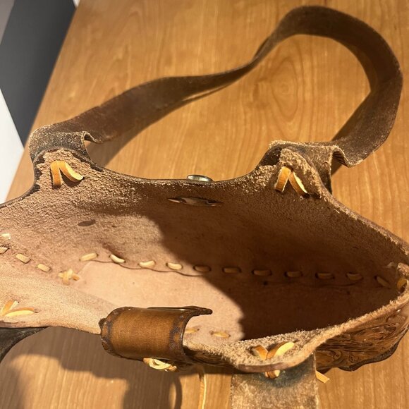 GREAT CONDITION~ Beautifully Handcrafted Leather Shoulder Bag - Picture 7 of 7